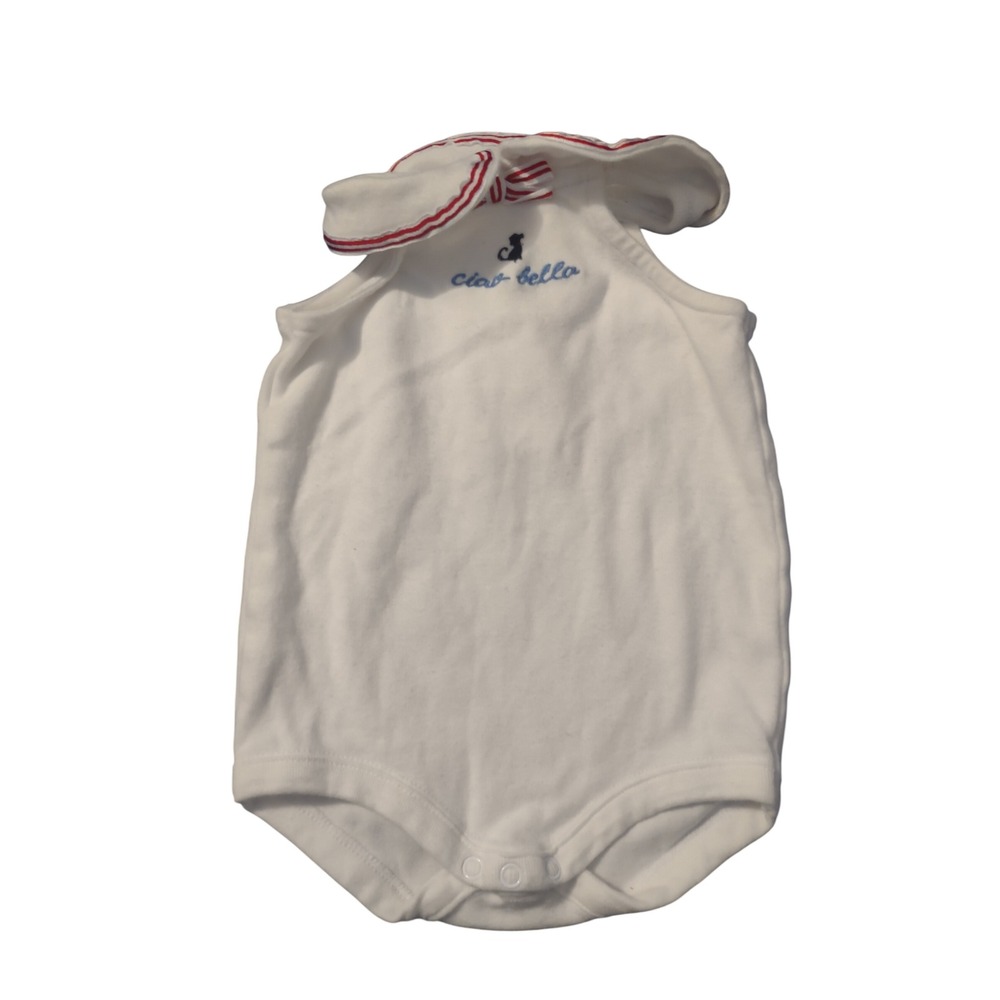 Gymboree Baby Girl‎ Ciao Bella White Bodysuit Sleeveless Peter Pan Collar 0-3M